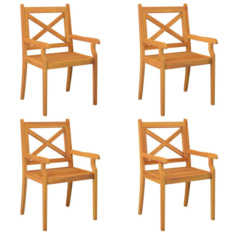 August Grove Outdoor Dining Chairs 4 Pcs Solid Wood Acacia Wayfair.co.uk